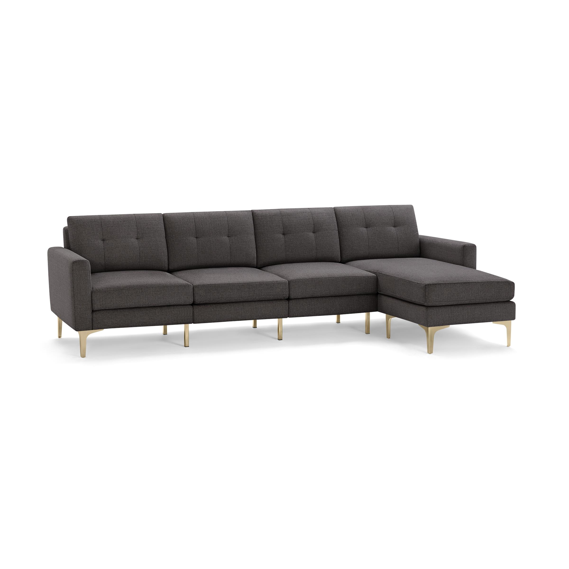 Nomad King Sectional - Heather Charcoal - Performance Chenille / Brass - Metal / Block - Image 1