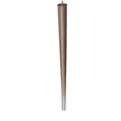 6" Round Tapered Walnut Leg With 1" Brushed Aluminum Ferrule And Clear Finish (Pack Of 4) - Image 0