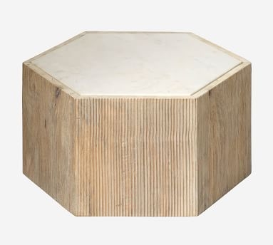 Montclair Marble Hexagon Accent Table, 14" - Image 2