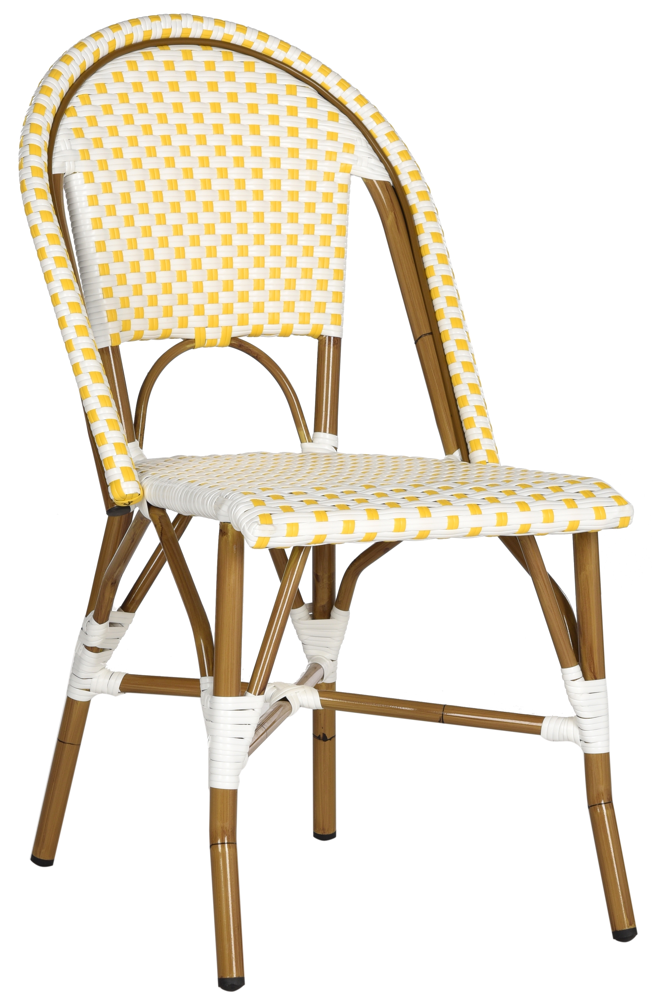 Salcha Indoor-Outdoor French Bistro Stacking Side Chair - Yellow/White/Light Brown - Arlo Home - Image 2