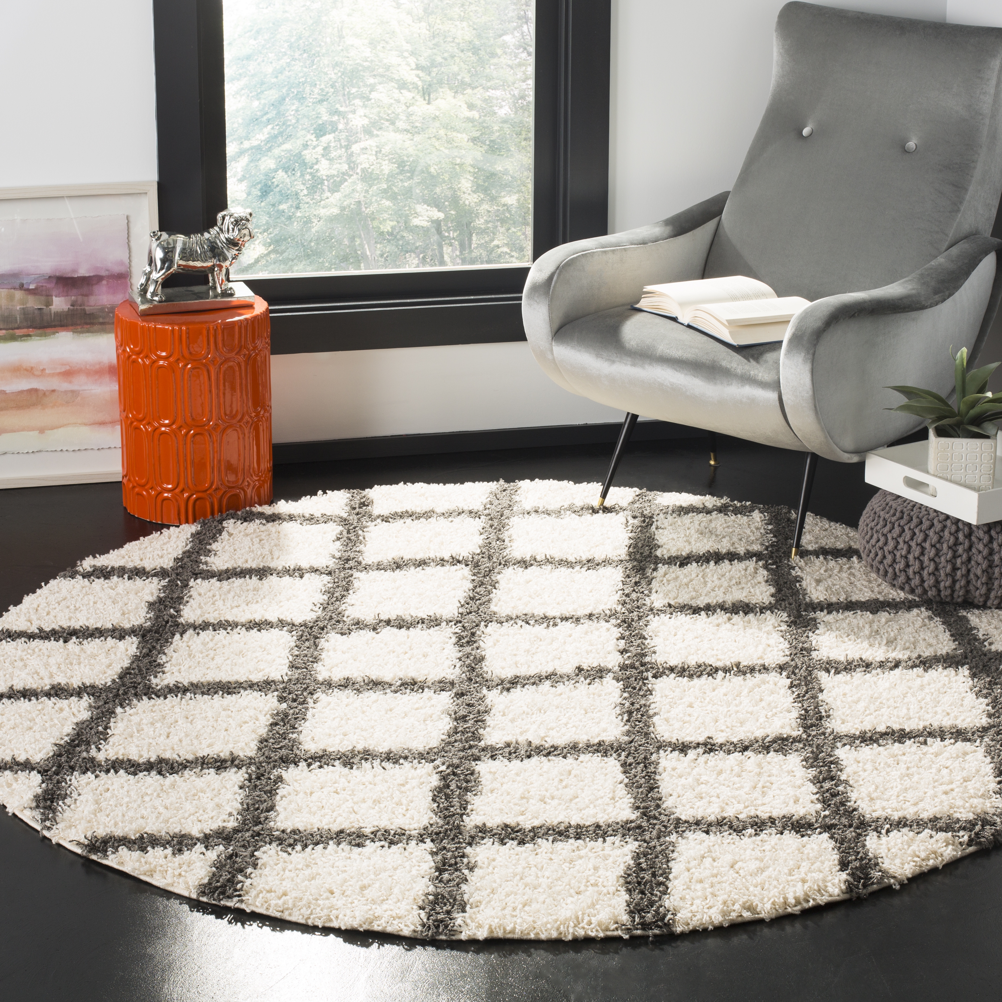 Arlo Home Woven Area Rug, SGDS258H, Ivory/Grey,  6' X 6' Round - Image 1
