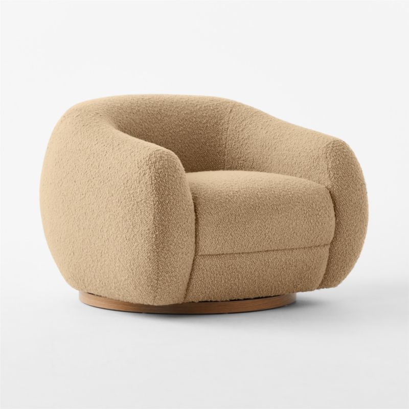 Laszlo Camel Brown Boucle Swivel Chair - Image 5