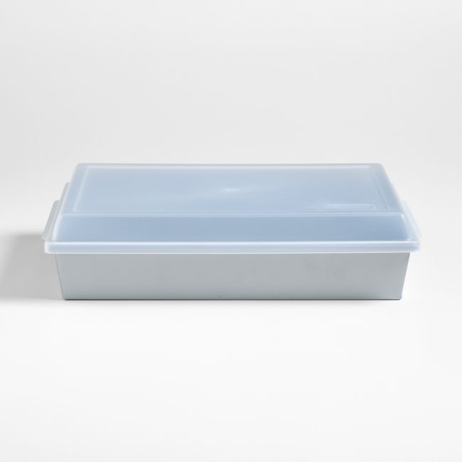 Crate & Barrel 9"x13" Silver Rectangle Baking Pan with Lid - Image 0