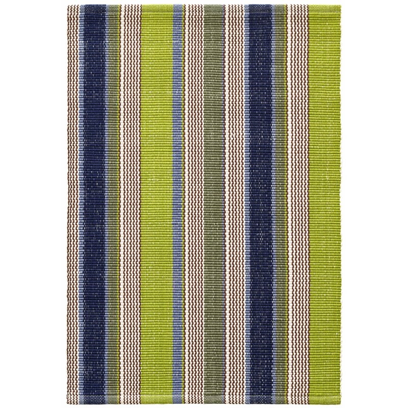 Dash and Albert Rugs Marina Striped Handmade Flatweave Green/Blue/Ivory Indoor/Outdoor Area Rug - Image 0