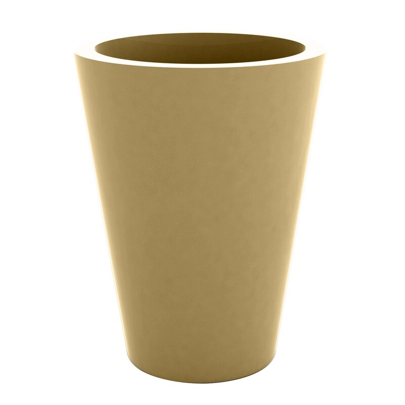 Vondom Cono Self-Watering Resin Pot Planter Color: Beige, Size: 16.75" H x 19.75" W x 19.75" D - Image 0