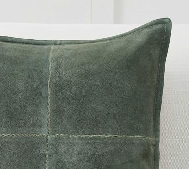 Pieced Suede Pillow Cover, 20", Hunter - Image 1