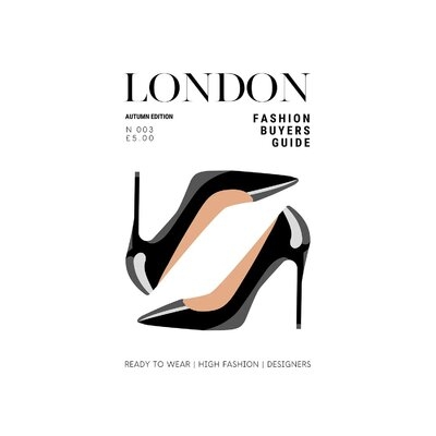 London Fashion Guide Magazine Cover With Patent Black High Heel Stilettos by Design Harvest - Wrapped Canvas Advertisements - Image 0