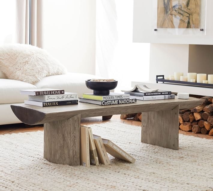 Pismo Reclaimed Wood Coffee Table, Rustic Light Gray, 65" - Image 2
