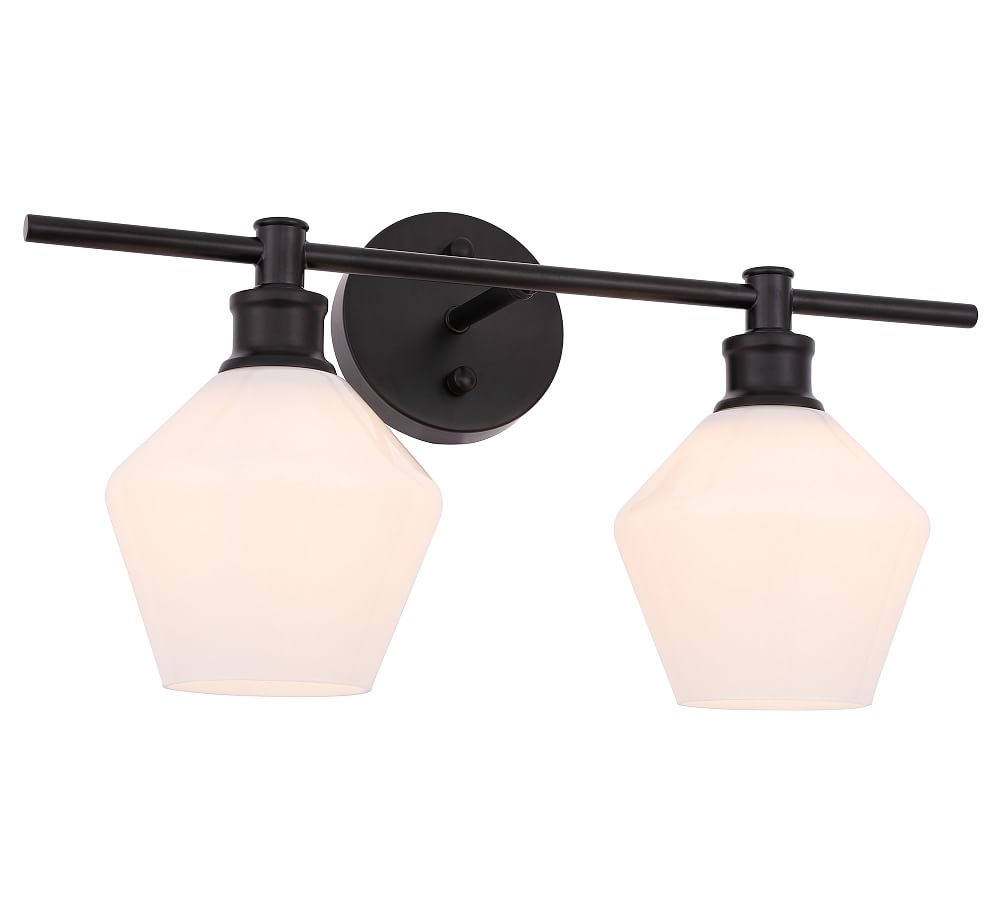 Tolari Double Sconce, 19.1", Black and Frosted White Glass - Image 0
