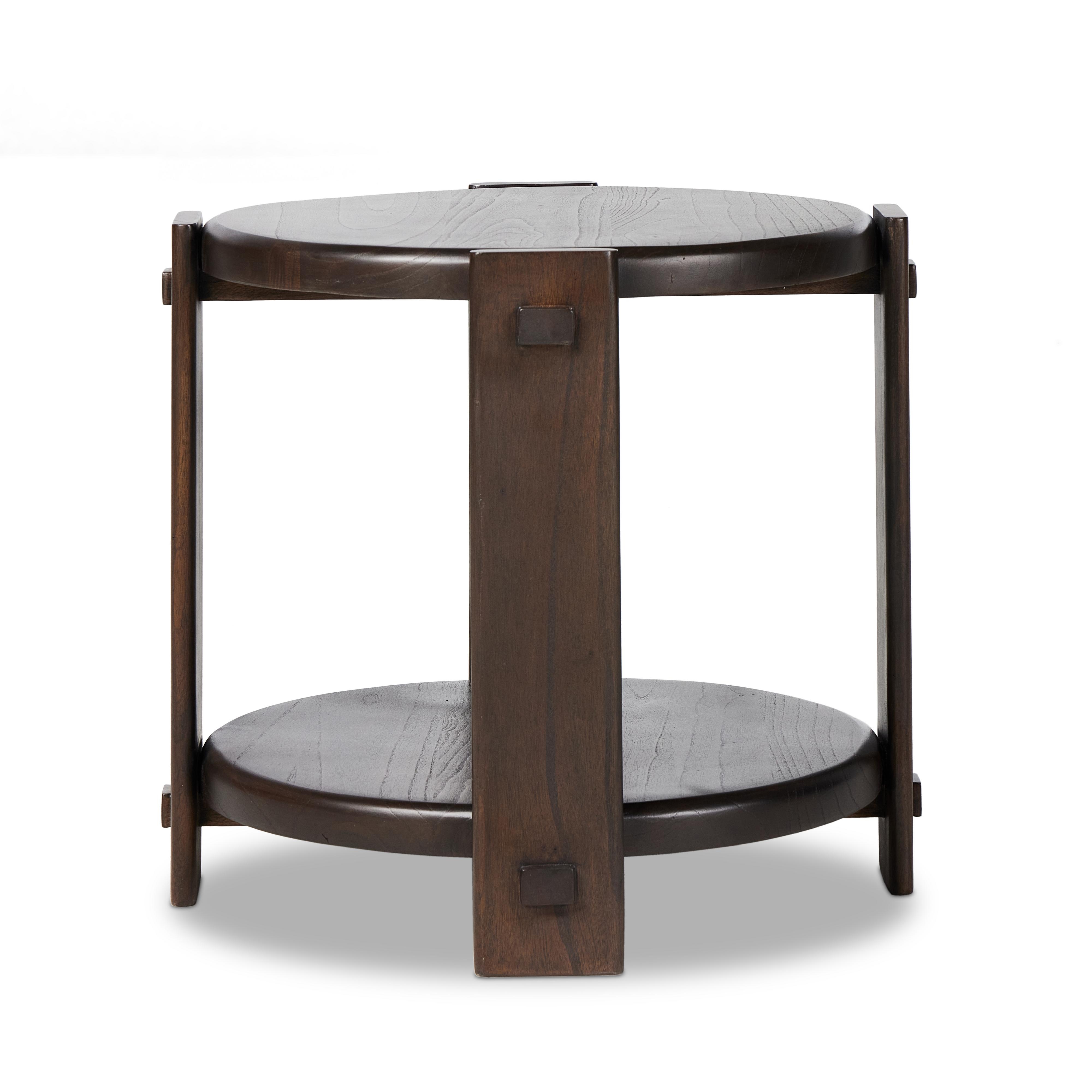 Two Tier End Table-Matte Brown Neem - Image 4