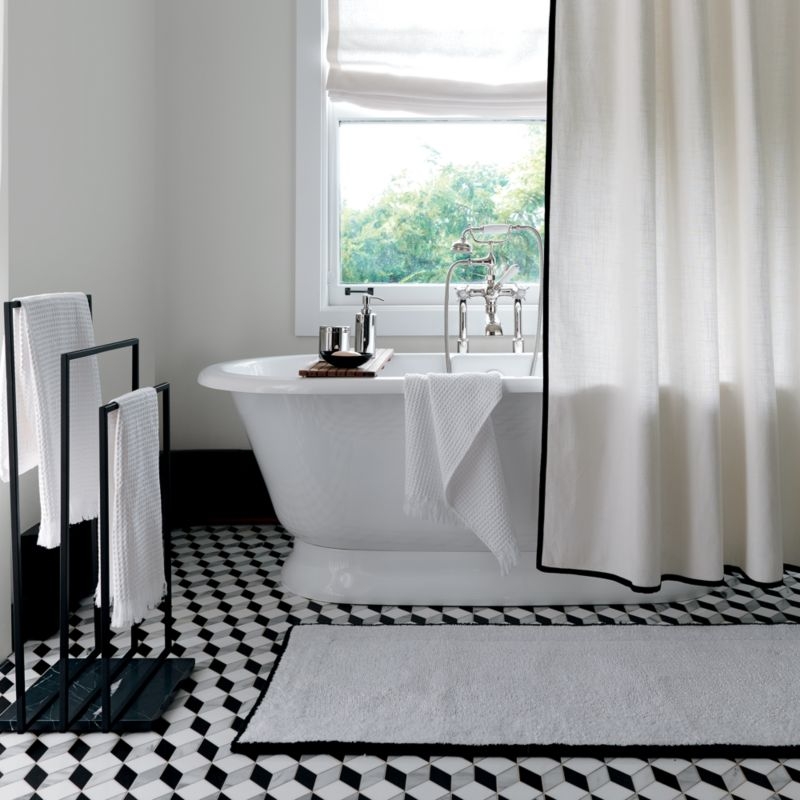 Capri Organic Cotton White with Black Border Shower Curtain 72" - Image 4