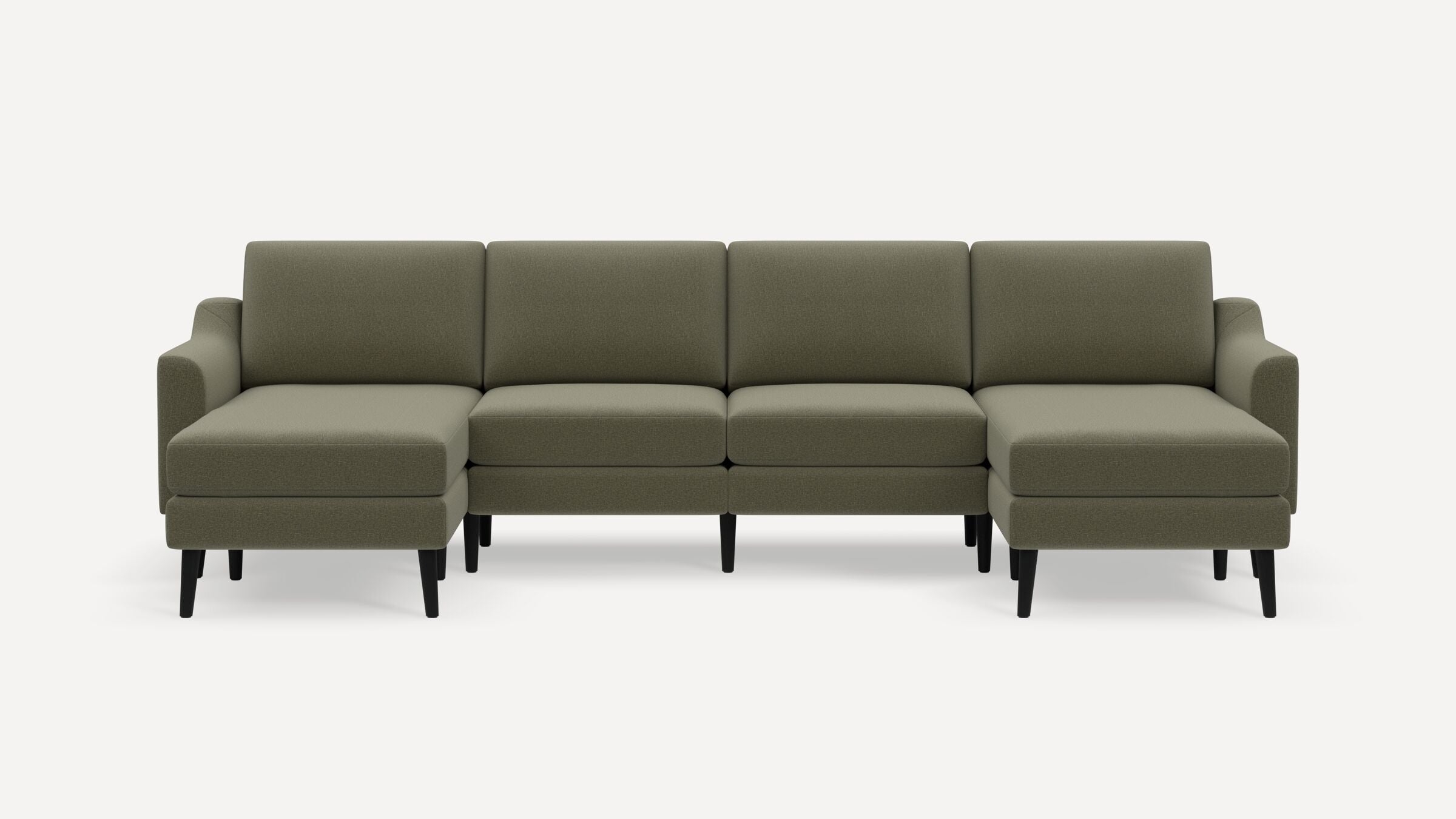 Nomad Double Chaise Sectional - Moss Green - Performance Flatweave / Ebony - Wood / Slope - Image 0