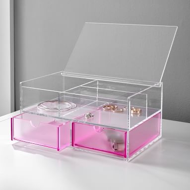 Pink Acrylic Jewelry Box, Large - Image 1