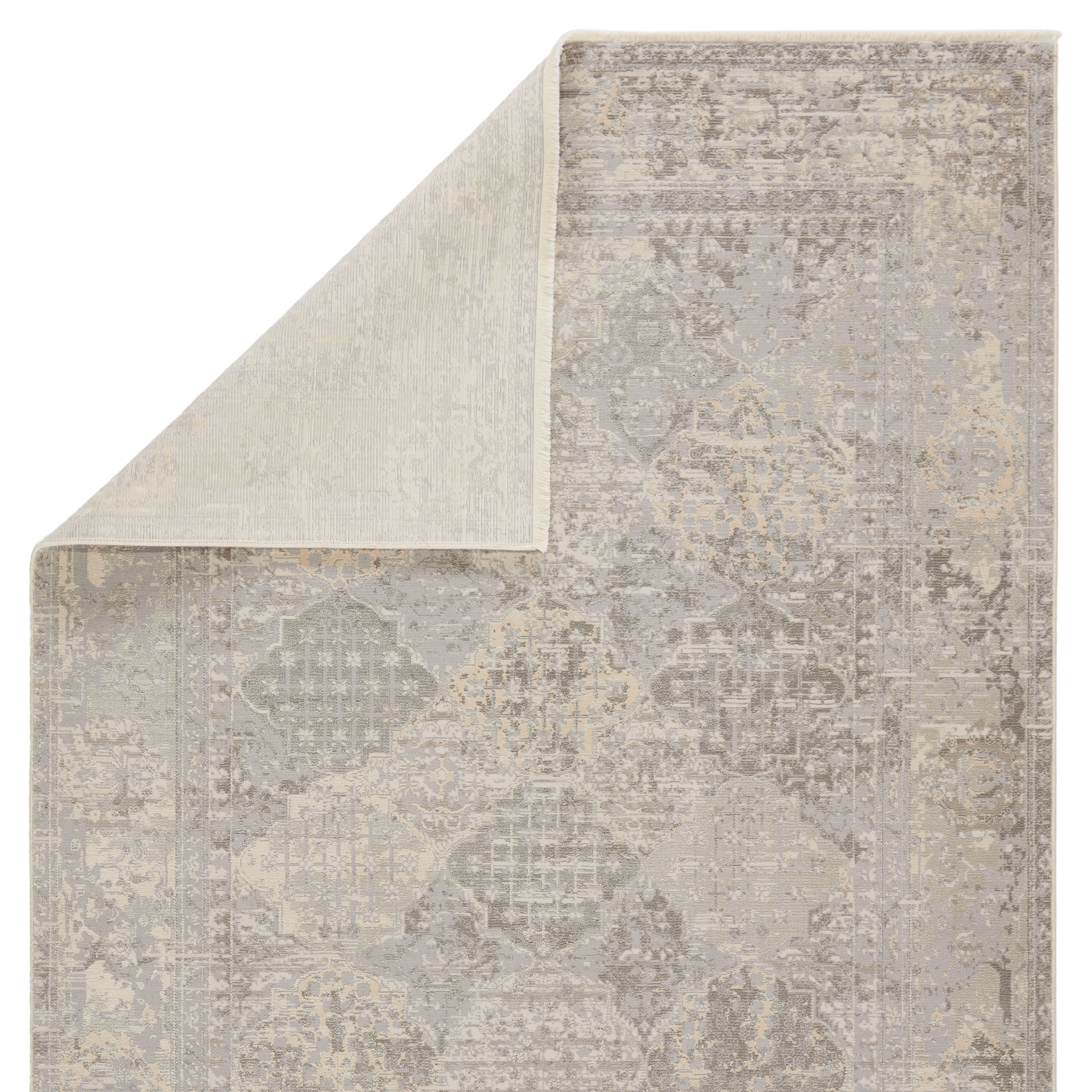 Lourdes Trellis Gray/ Cream Runner Rug (2'6"X12') - Image 2