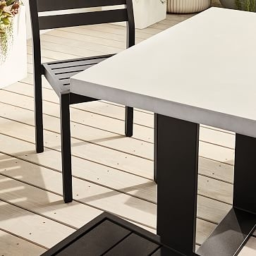 Concrete Dining Table 72" Rectangle Concrete Top + Aluminum Base Set- Table + 2 Benches + 2 Aluminum Chairs - Image 1