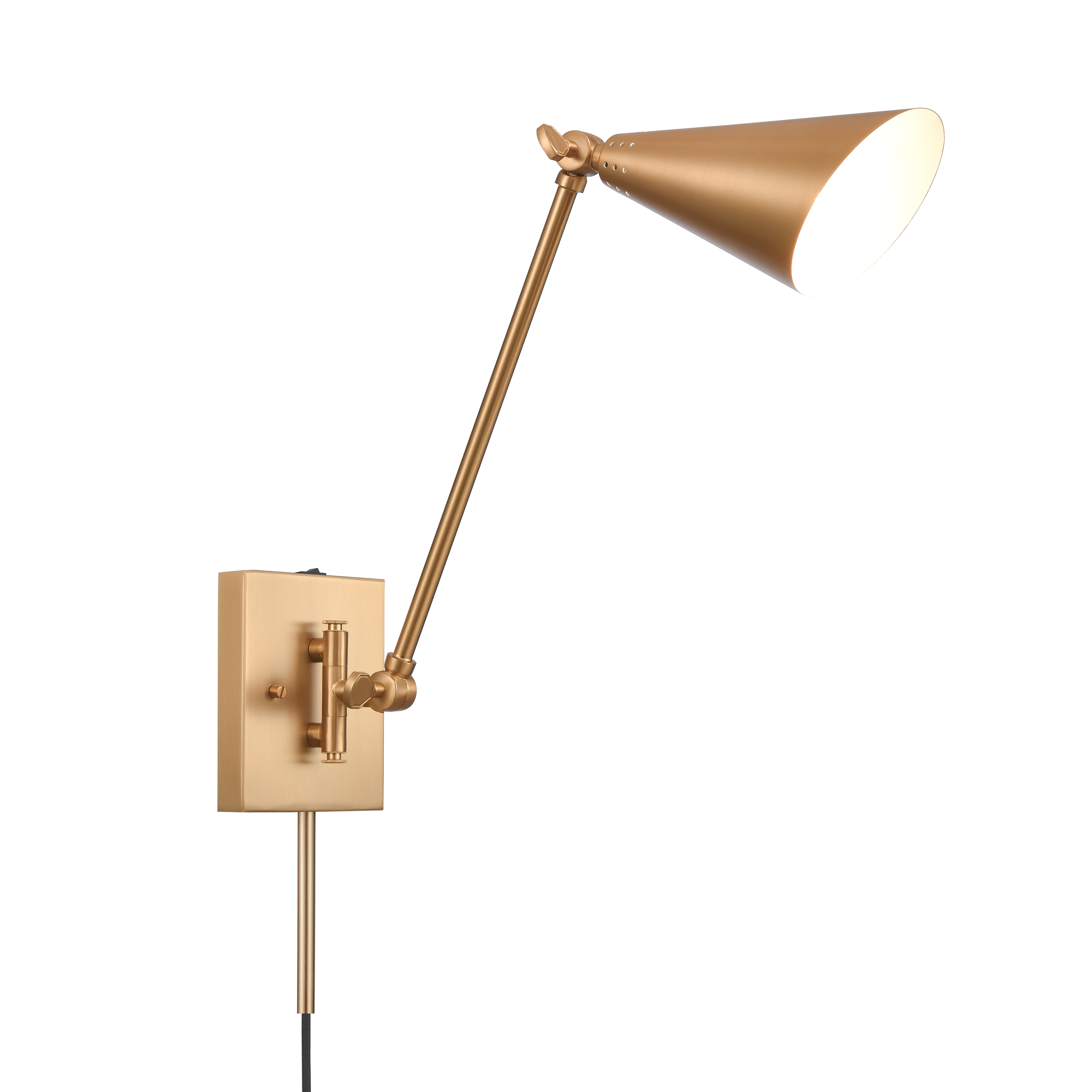 Whitmire 10.5'' High 1-Light Plug-In/Hardwire Sconce - Brushed Gold - Image 9