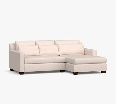 York Square Arm Upholstered Deep Seat LA Loveseat with Double Wide Chaise Sectional, Bench Cushion, Down Blend Wrapped Cushions, Performance Heathered Tweed Pebble - Image 2