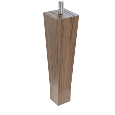 6" Square Tapered Walnut Leg With 1" Brushed Aluminum Ferrule And Clear Finish - Image 0