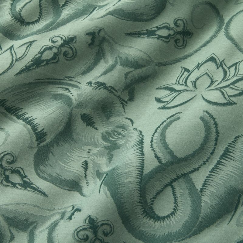 Entwined Elephants Green Full/Queen Duvet Cover - The White Lotus - Image 1