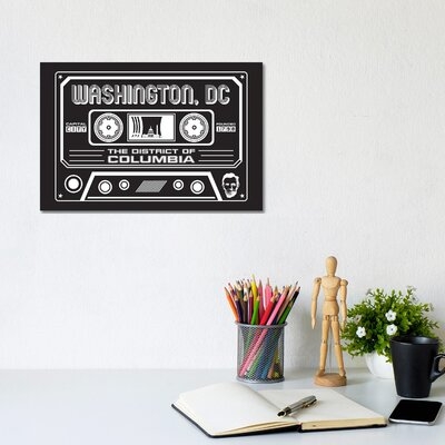 Washington DC Cassette - Dark Background - Wrapped Canvas Graphic Art Print - Image 0