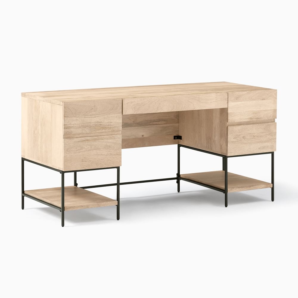 Industrial Storage Cerused White Executive Desk - Image 0