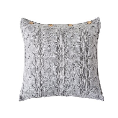 Grey Cable Knit Pillow, 20"X20" - Image 0