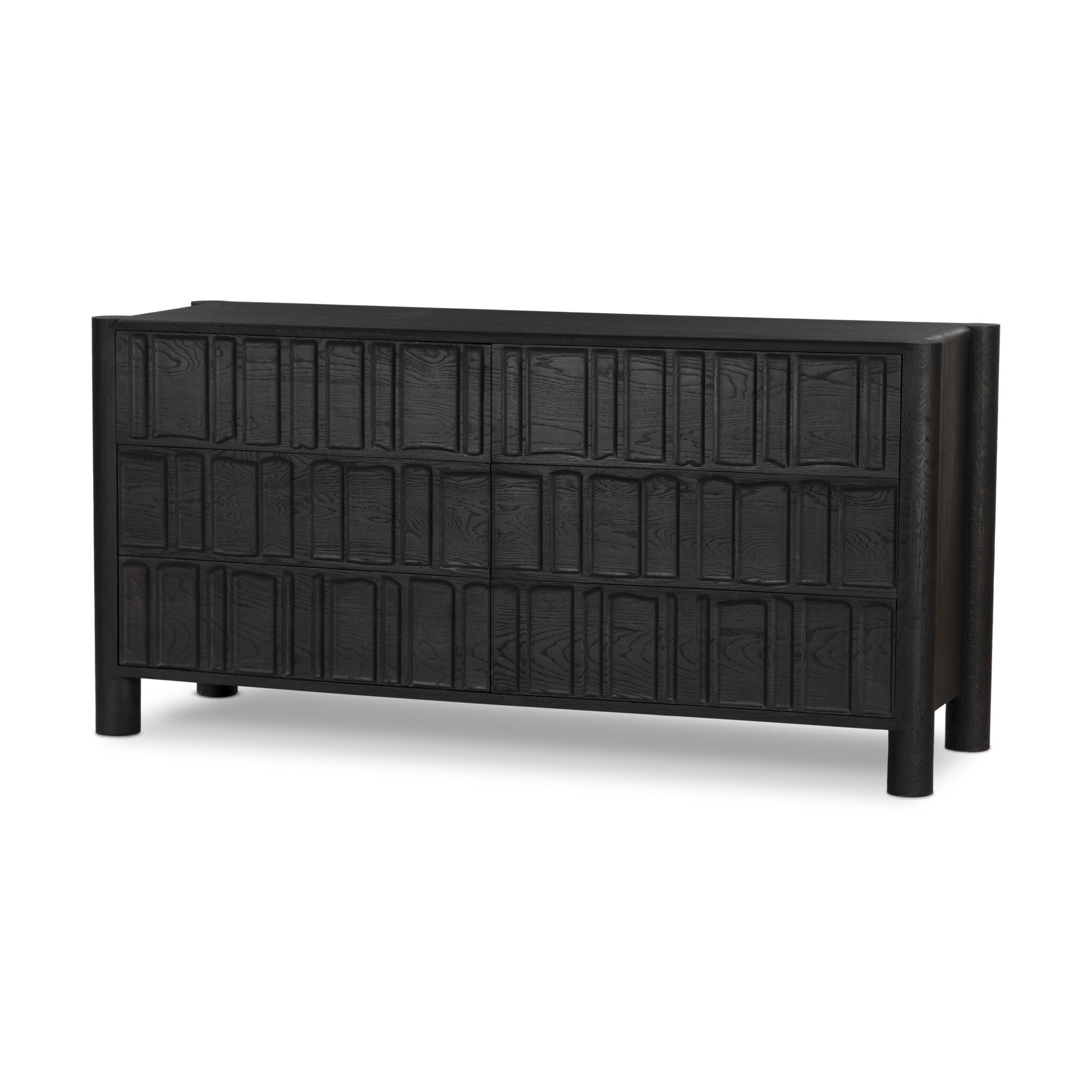 Ezri 6 Drawer Dresser - Carved Black Oak - Image 1
