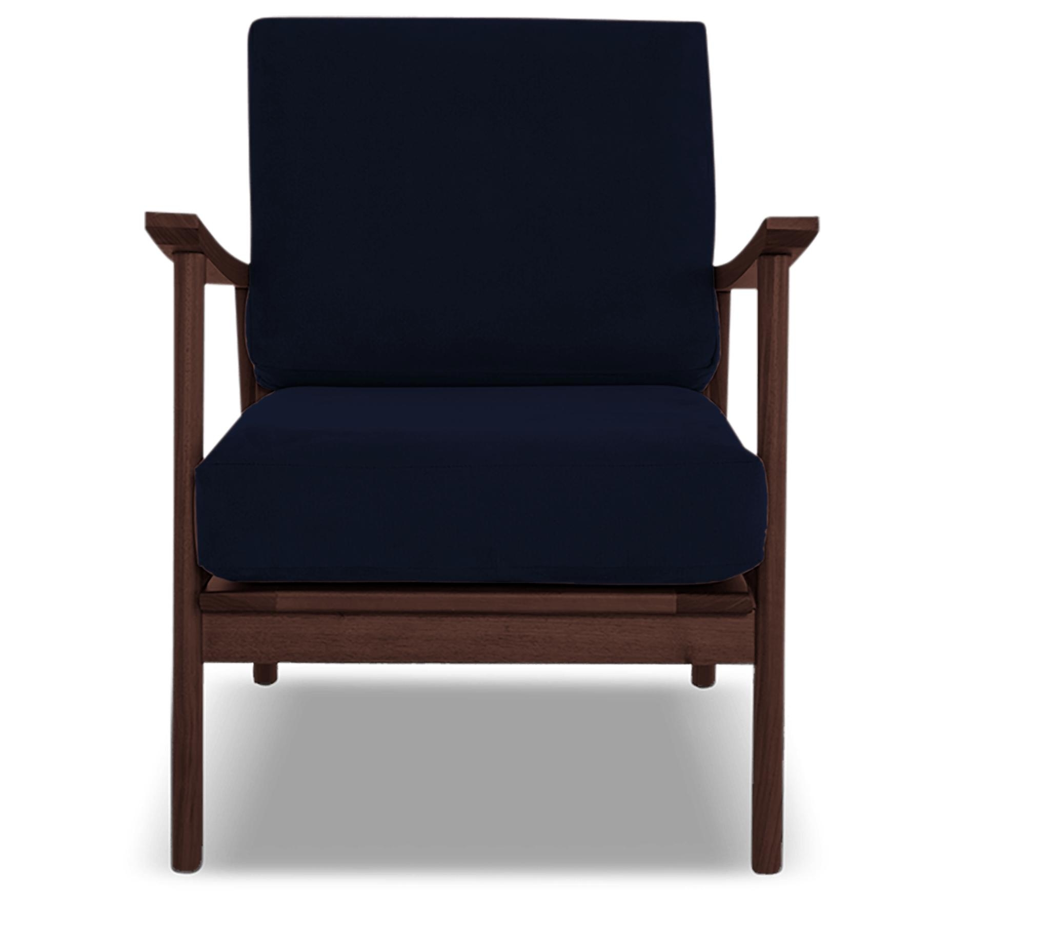 Blue Paley Mid Century Modern Chair - Bentley Indigo - Walnut - Image 0