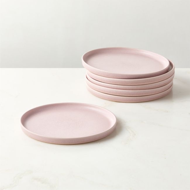 Drift Lilac Salad Plates with Reactive Glaze Set of 6 - Image 0