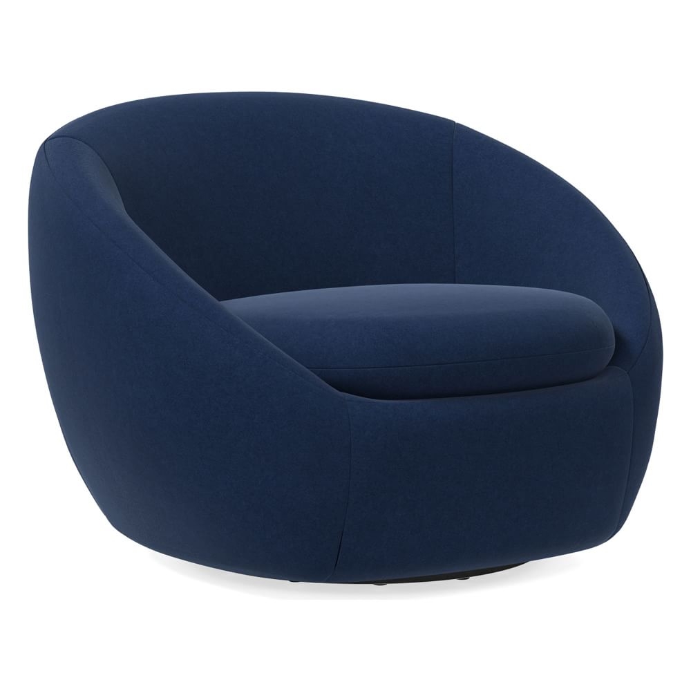 Cozy Swivel Chair, Performance Velvet, Ink Blue, Poly - Image 0