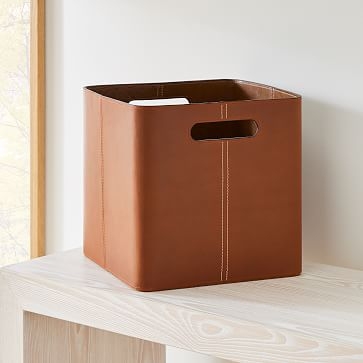Coston Leather Basket, Cubby - Image 3