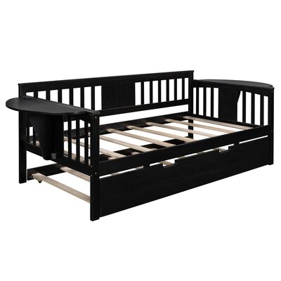 Wooden Daybed With Trundle Bed , Sofa Bed Twin Size Frame,for Bedroom Living Room, White - Image 0