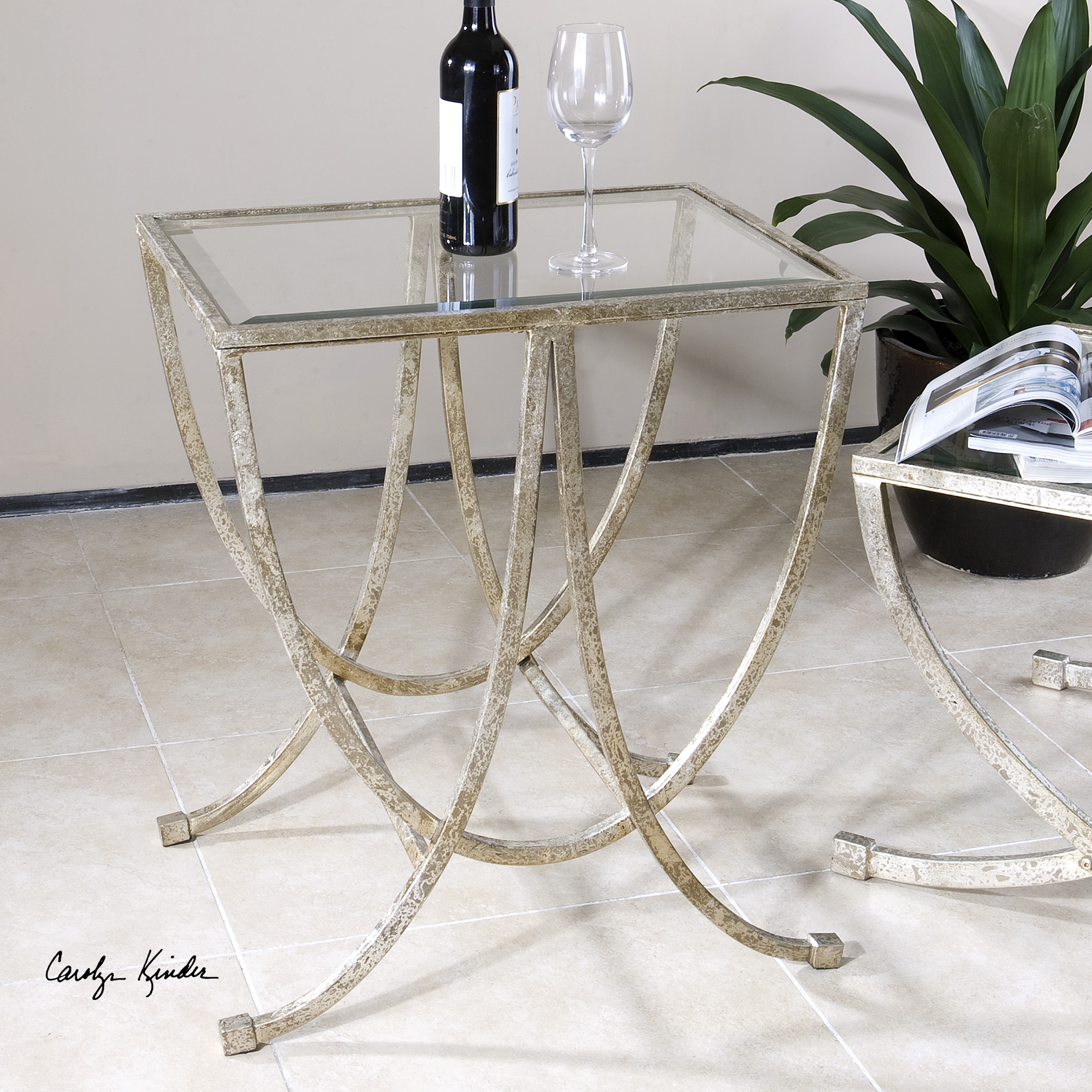 Marta Antiqued Silver Side Table - Image 0