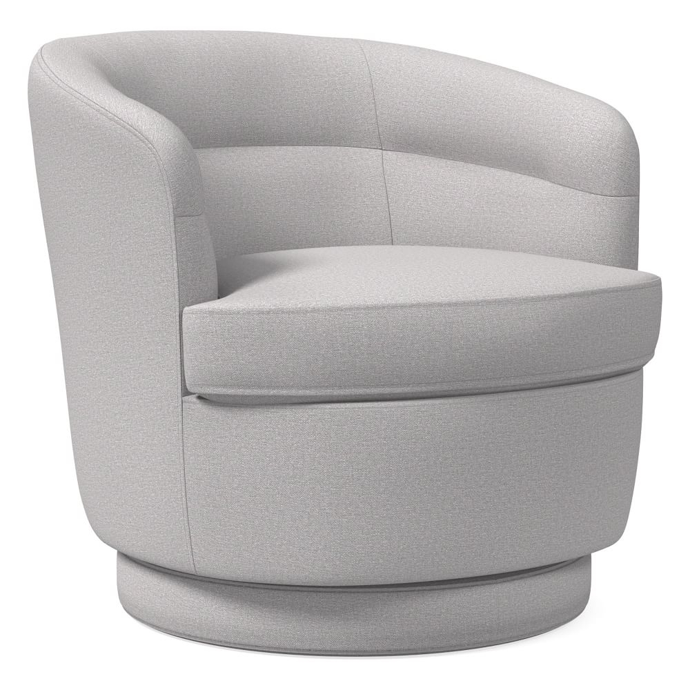 Viv Swivel Chair, Chenille Tweed, Frost Gray, Concealed Supports - Image 0