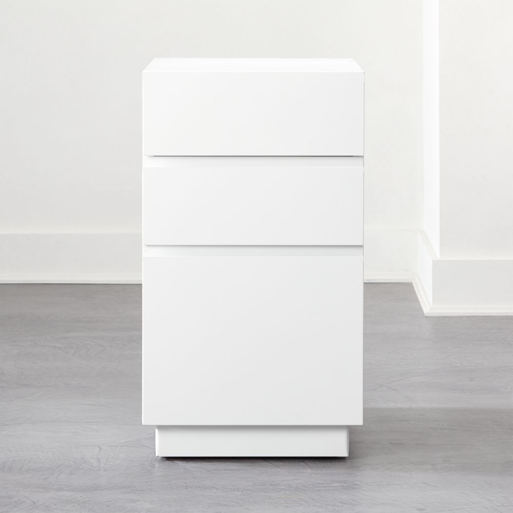 Hudson 3-Drawer White File Cabinet - Image 0