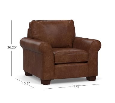 Pb Comfort Roll Arm Leather Armchair, Polyester Wrapped Cushions, Churchfield Ebony - Image 3
