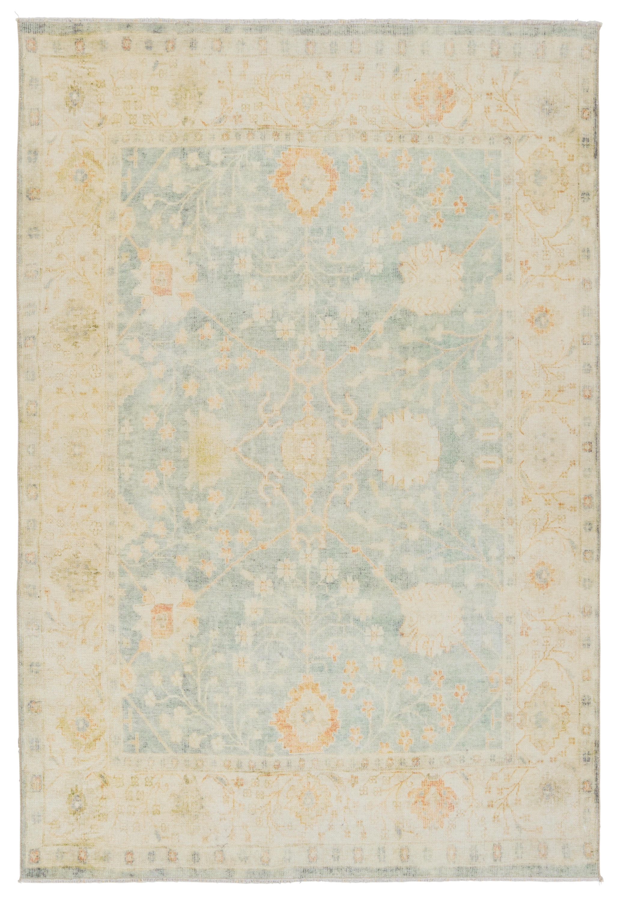 Lovato Floral Blue/ Green Area Rug (5'X8') - Image 0