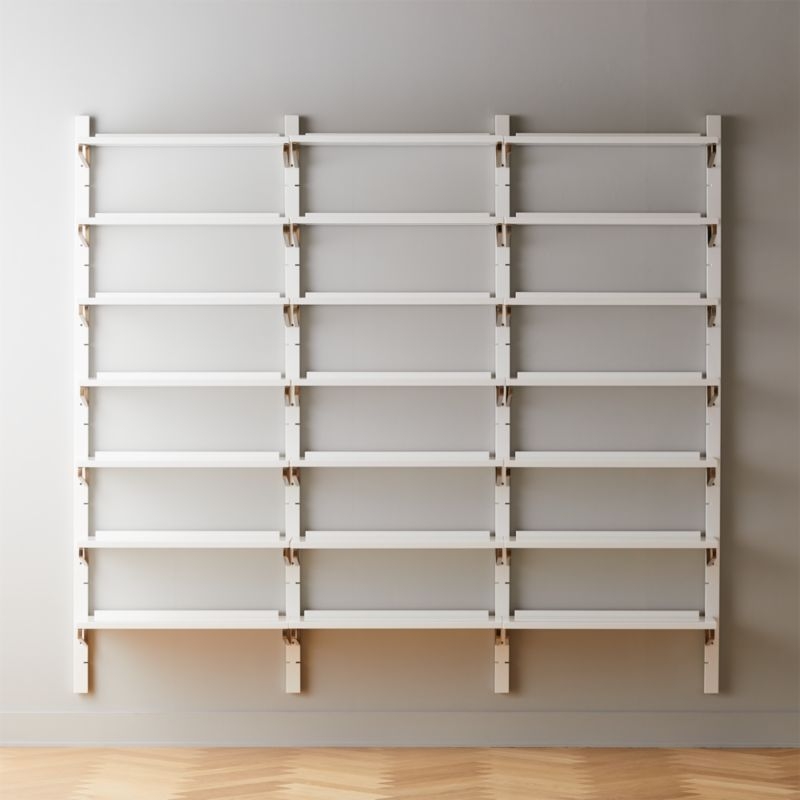 White High-Gloss Triple Modular Wall Shelf 88" - Image 3
