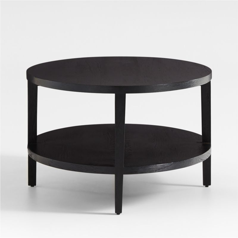 Clairemont Ebonized Oak Wood 48" Oval Coffee Table with Shelf - Image 2