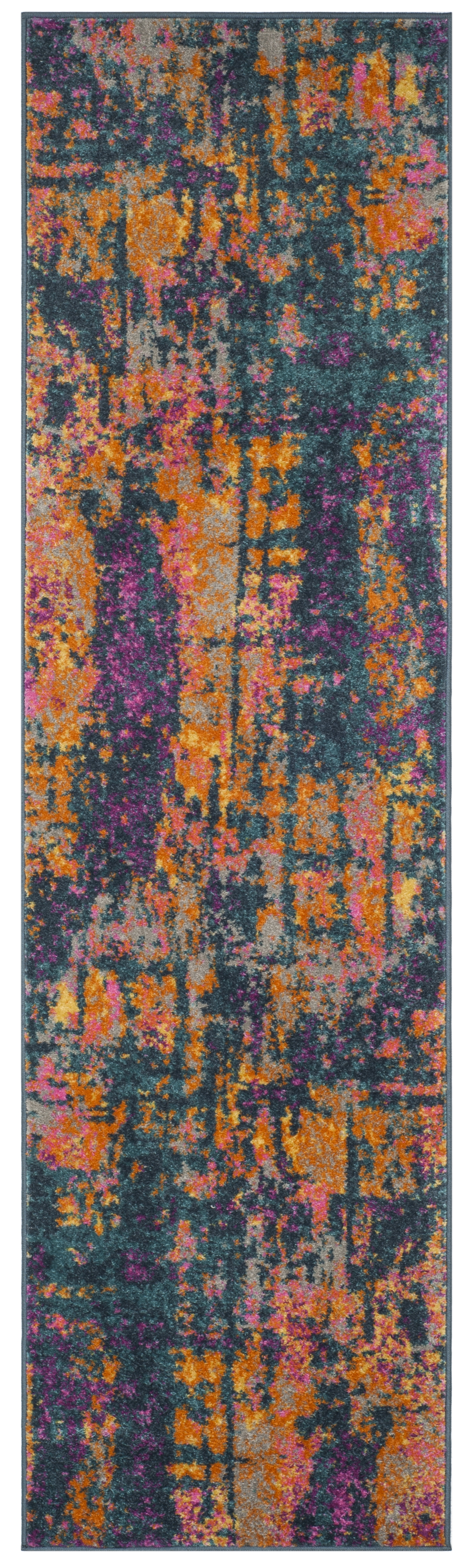 Arlo Home Woven Area Rug, MAD143A, Blue/Orange,  2' 3" X 8' - Image 0