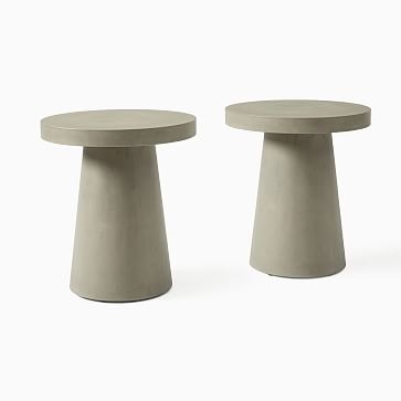 Concrete Pedestal Side Table, Gray Concrete, Set of 2 - Image 0