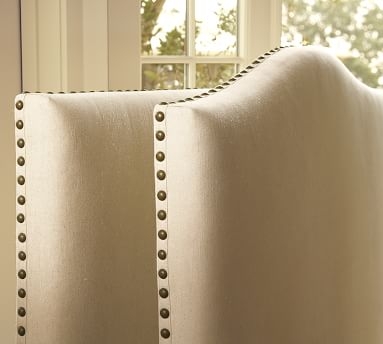Raleigh Square Upholstered Tall Headboard without Nailheads, King, Performance Chateau Basketweave Ivory - Image 3