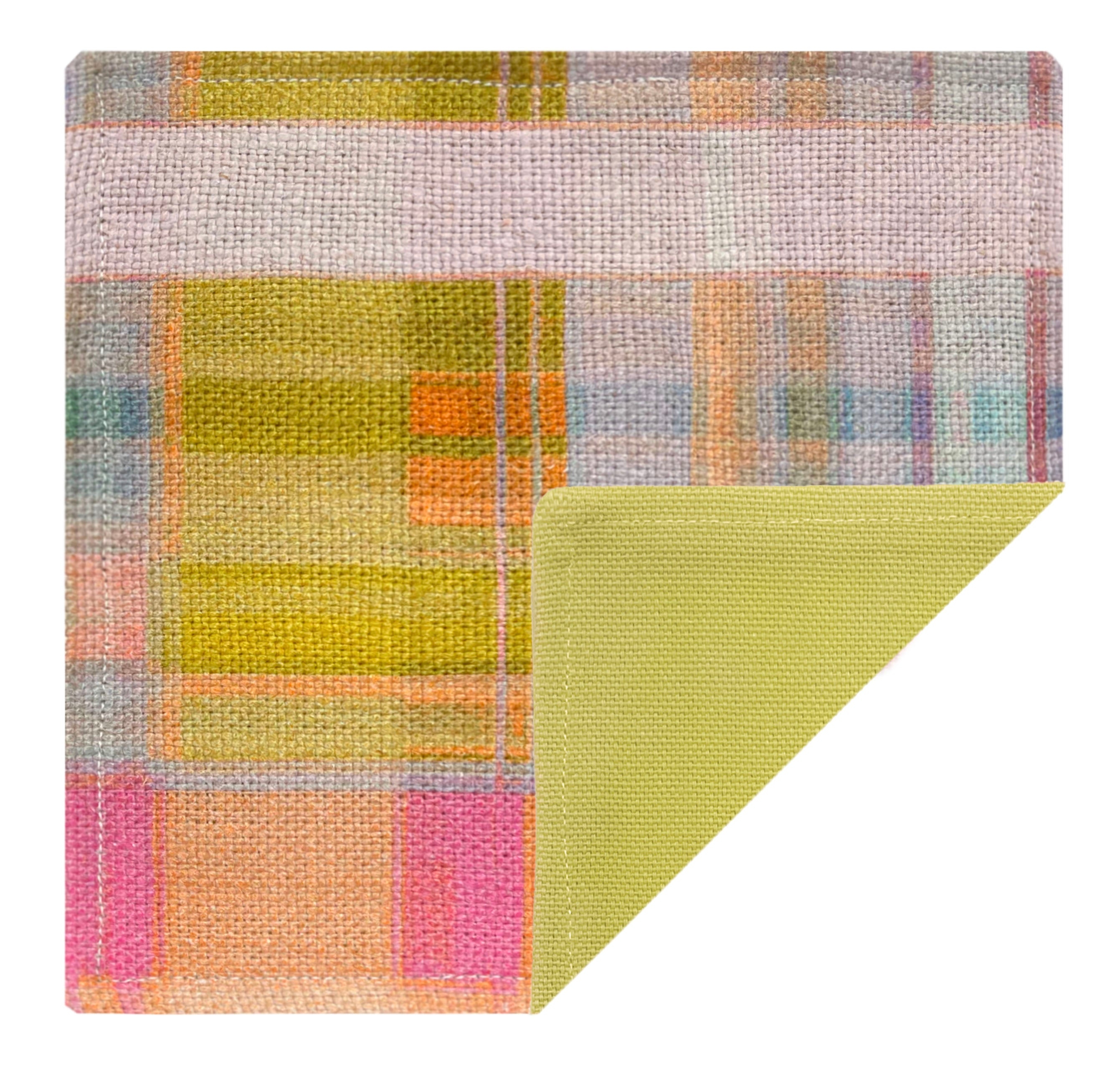 COCKTAIL NAPKINS :: TATTIE PLAID // MULTI | ANNA SPIRO - Chartreuse - Image 2