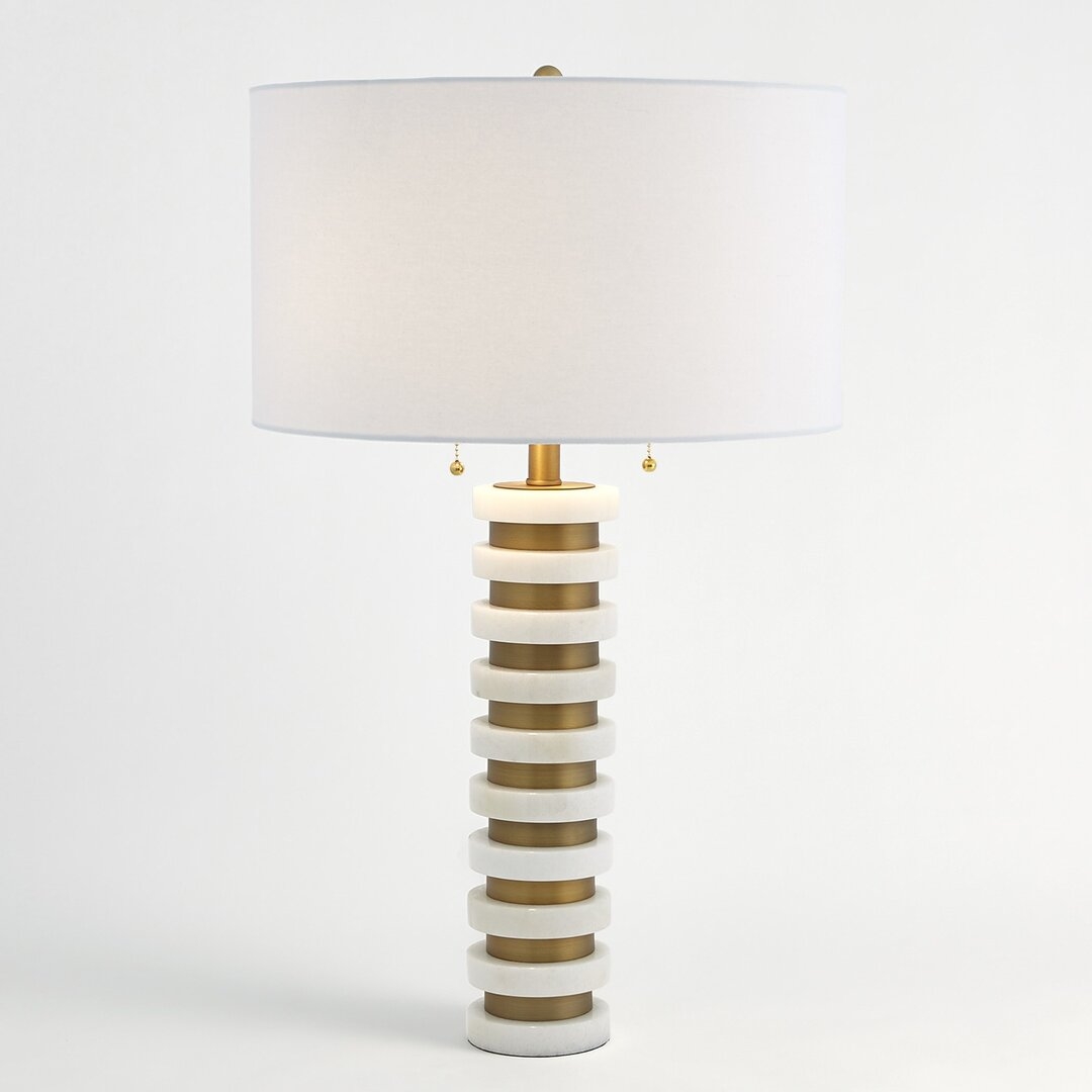 Global Views Marble Stack Lamp-White - Image 0