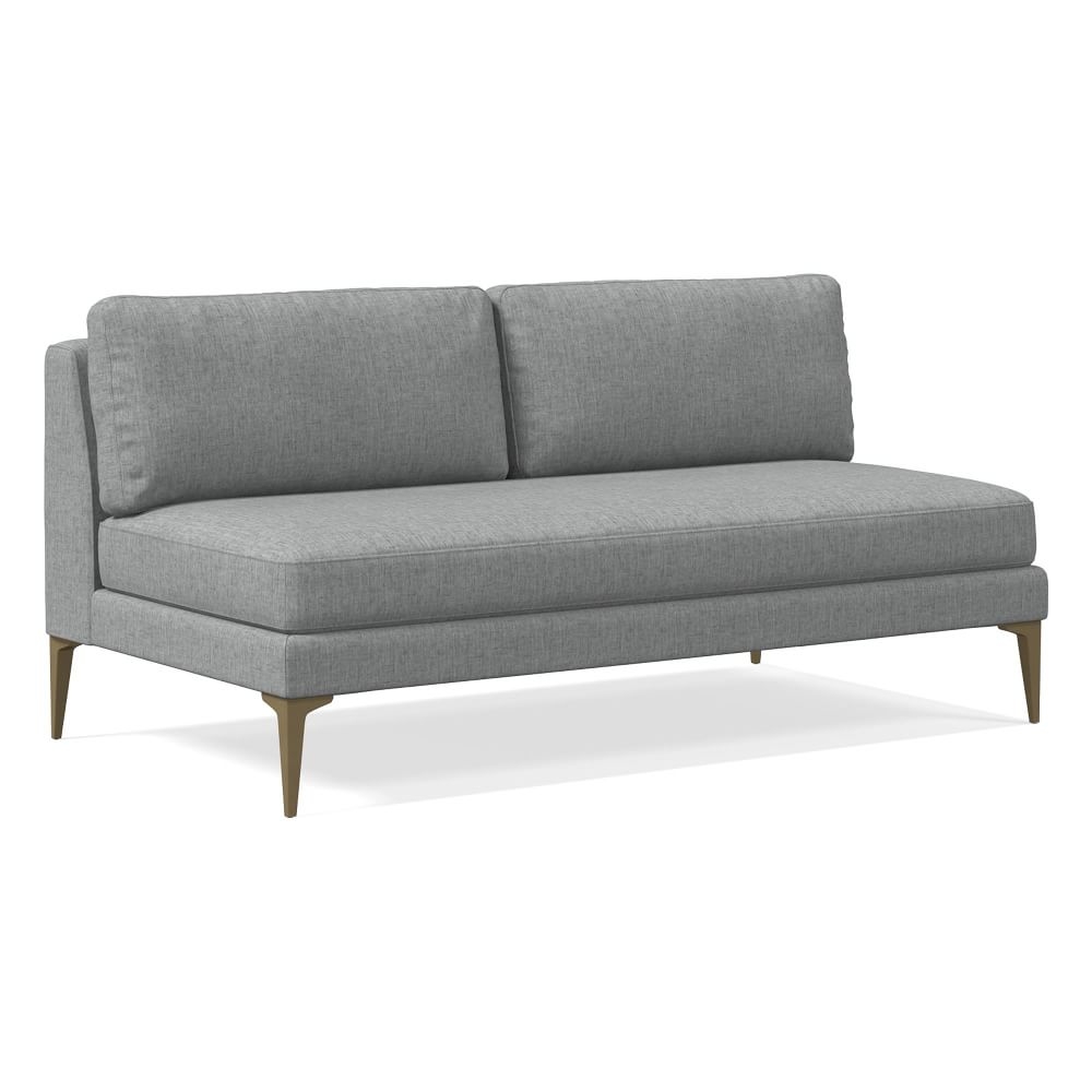 Andes Petite Armless 2 Seater, Poly, Performance Coastal Linen, Anchor Gray, Blackened Brass - Image 0