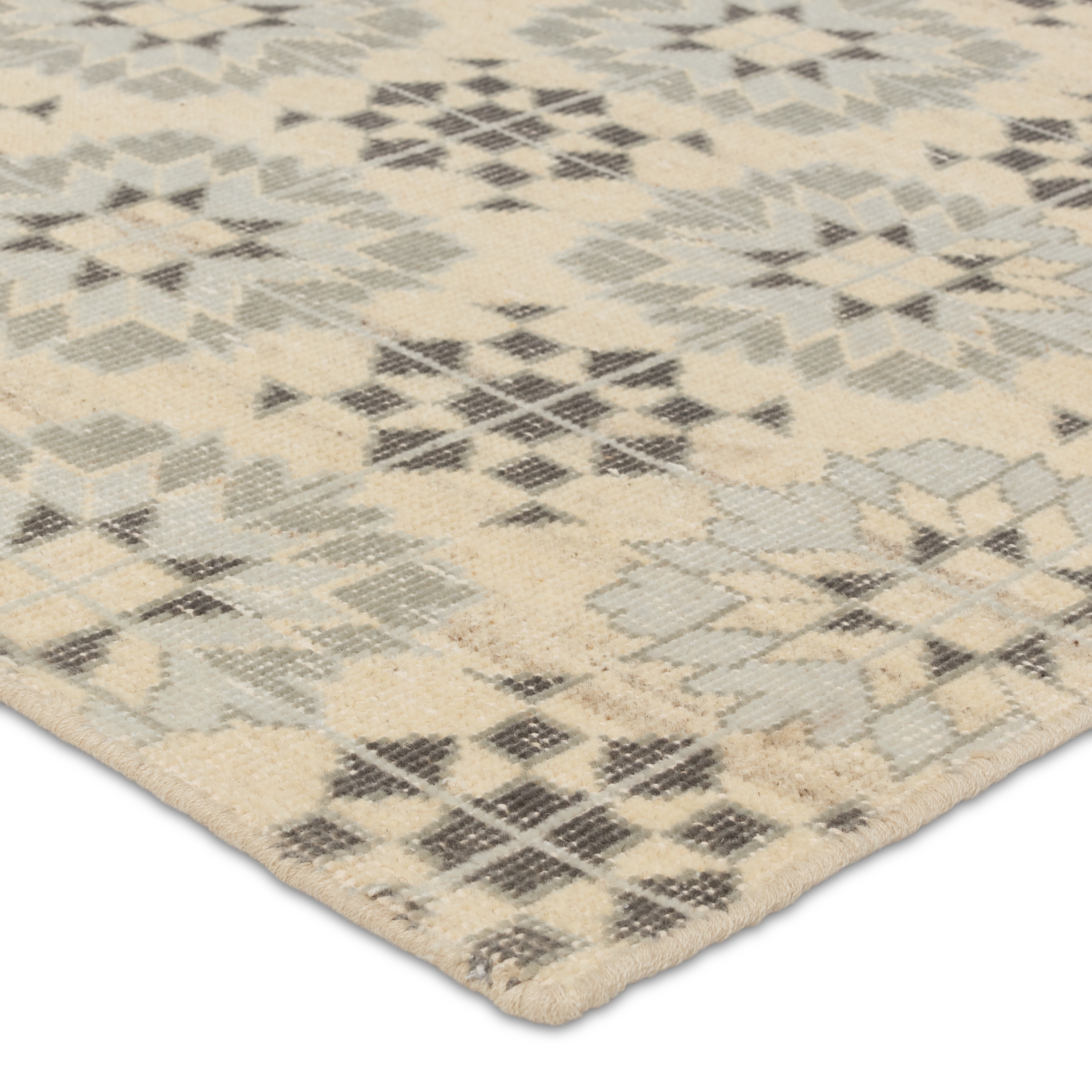 Verde Home by Crystal Hand-Knotted Medallion Gray/ Cream Area Rug (18"X18") - Image 1