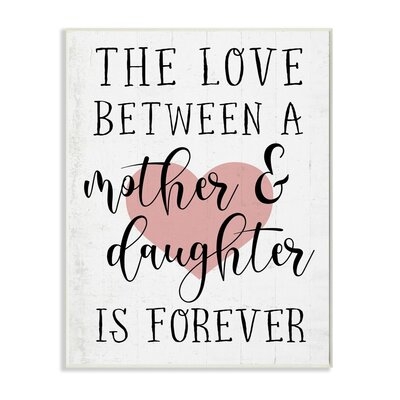 Love Between Mother and Daughter Motivational Quote Hearts by Becky Thorns - Graphic Art Print - Image 0