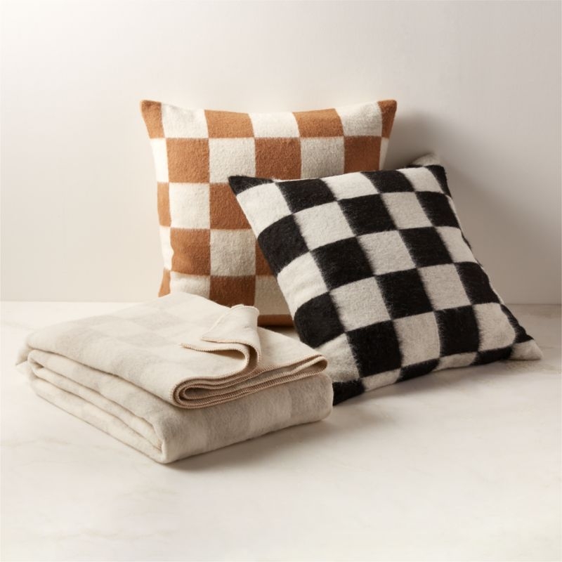 Crosby Black and Ivory Alpaca Throw Pillow with Feather-Down Insert 23"x23" by Blacksaw - Image 3