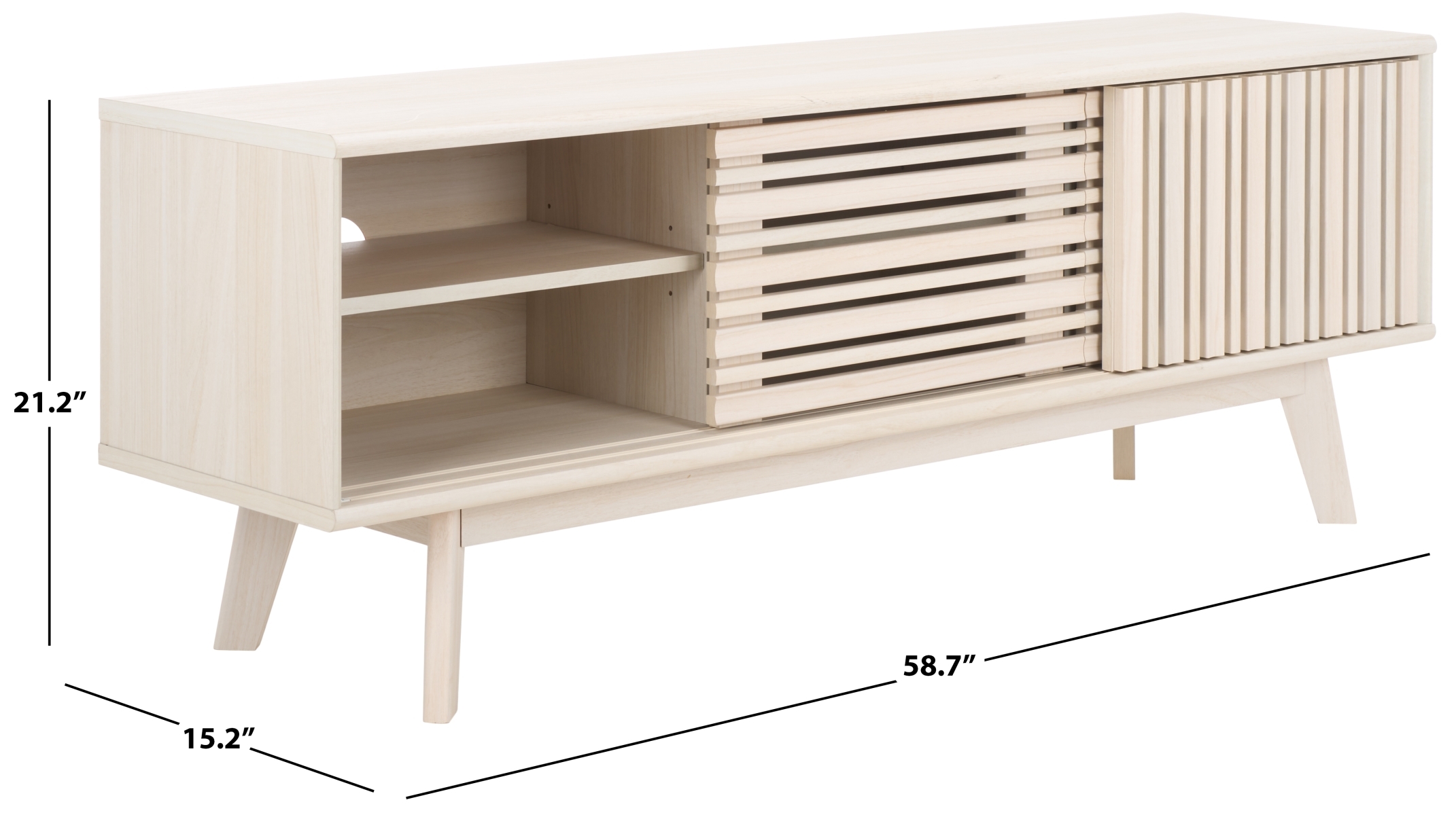 Esma 3 Door Media Stand - Bleached White - Safavieh - Image 9