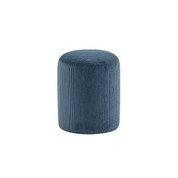 Auburn Ottoman, Poly, Corduroy, Blue, Concealed Support - Image 1